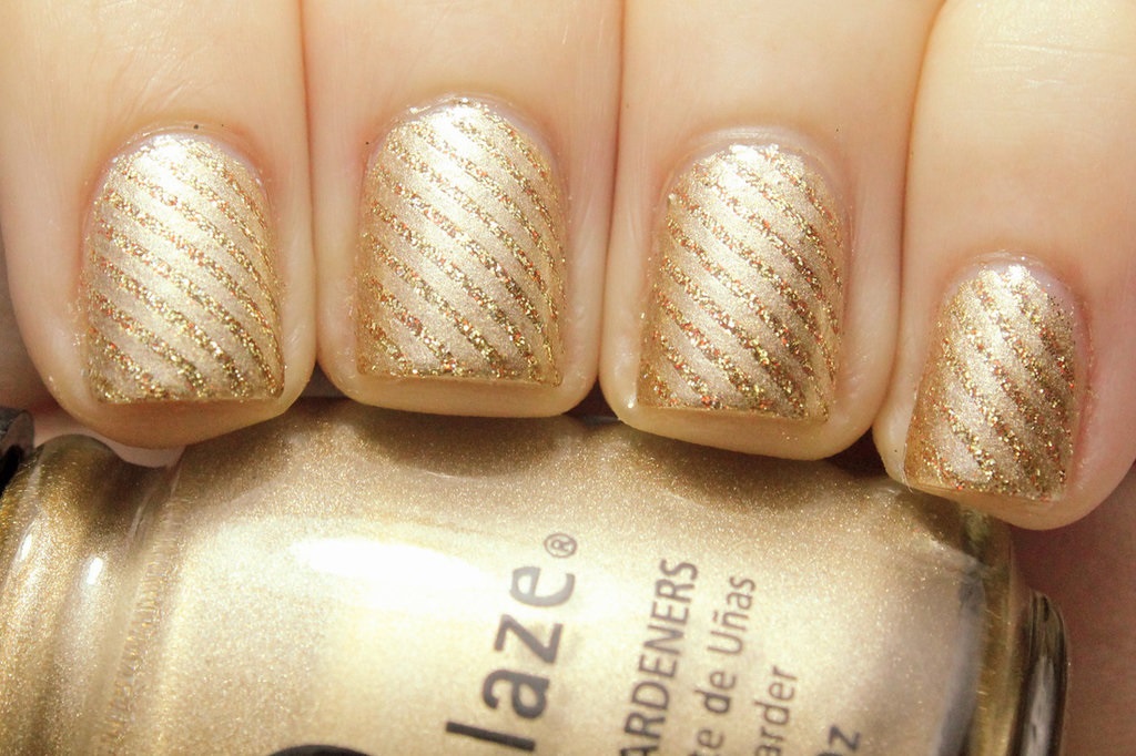 easy glamor gold wedding nail arts design