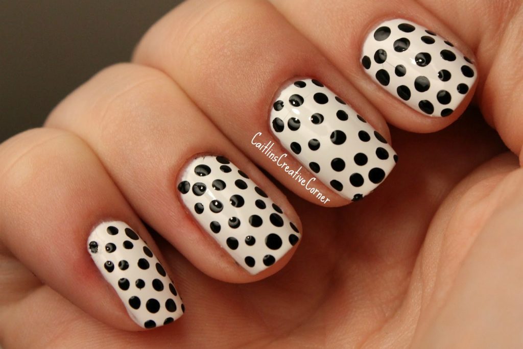 easy nail designs with black dots vibe
