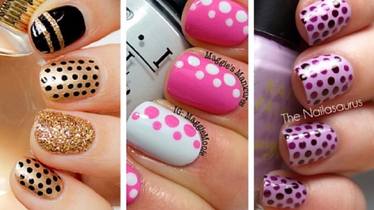 simple nail art with polka dots design