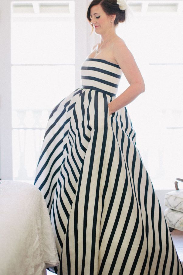 Black and White Striped Wedding Dress
