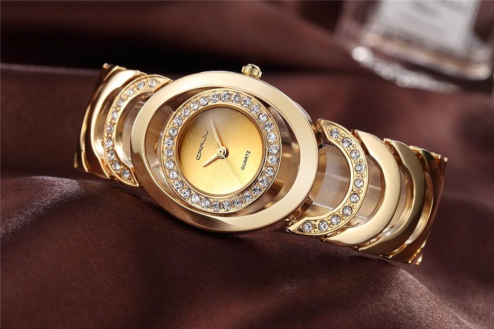 Luxury BrandQuartz Ladies Gold Bracelet Watch
