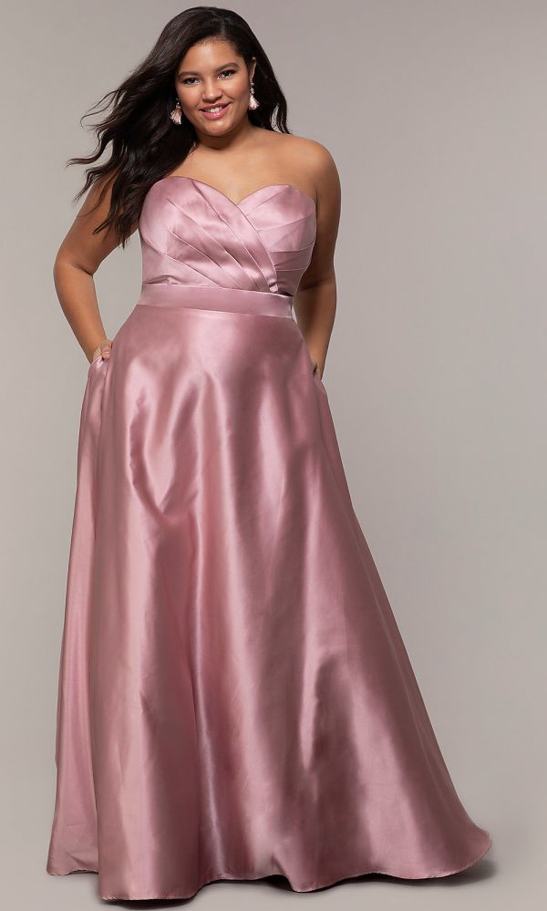 Plus Size Strapless Sweetheart Prom Dress