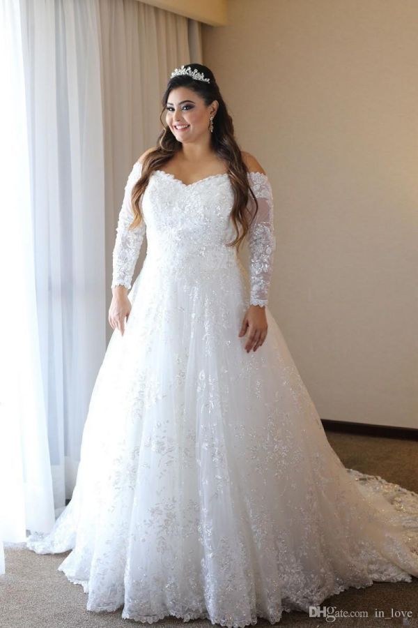 Wedding Dress Lace Sleeves Plus Size